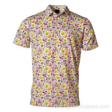 Print Mens Breathable Knit Men Golf Polo Shirt